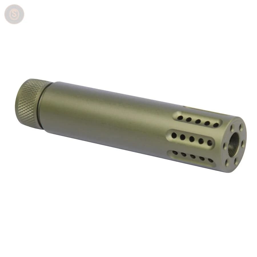 AR-15 Cal Slip-Over Barrel Shroud w/Multi-Port Muzzle Brake (Anodized Green)