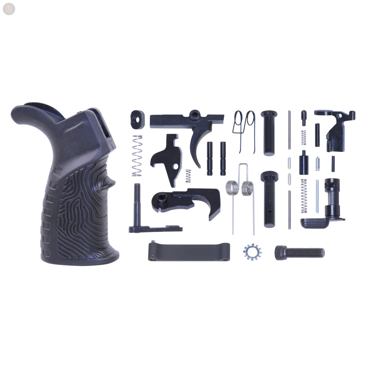 AR-15 Complete Lower Parts Kit w/Rubber T37 Textured Pistol Grip